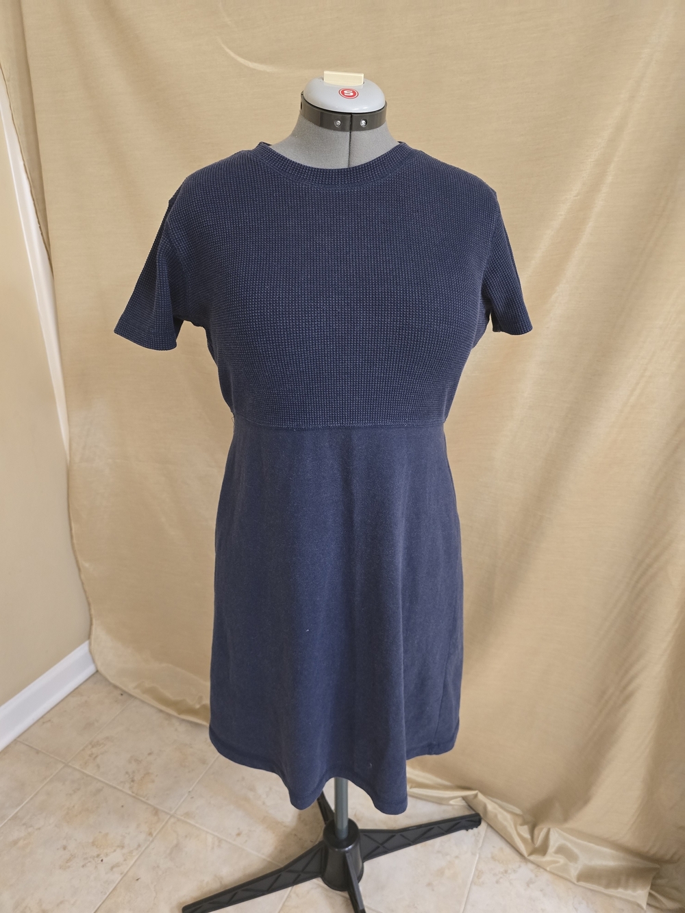 Classic Navy Short-Sleeve Knit Dress